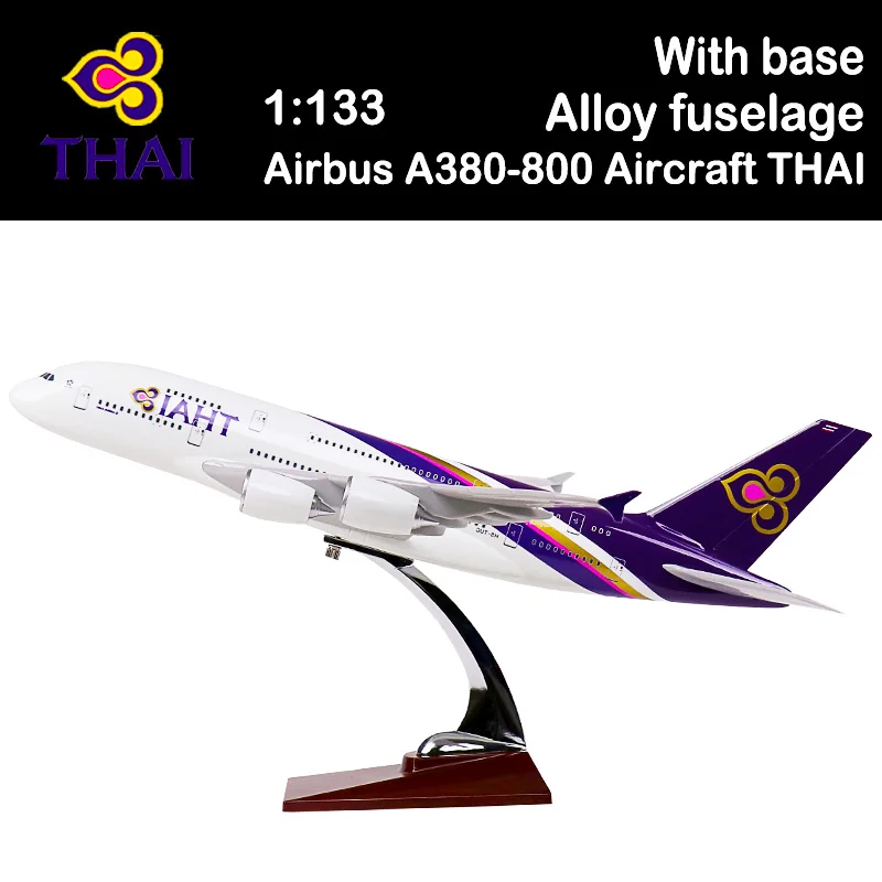 1/133 45cm de Avião Modelo de Brinquedos Airbus A380-800 Aeronaves TAILANDÊS companhia Aérea, Liga de Plástico de Avião W Base F Exibição Avião de Presente Lembrança Imagem 0