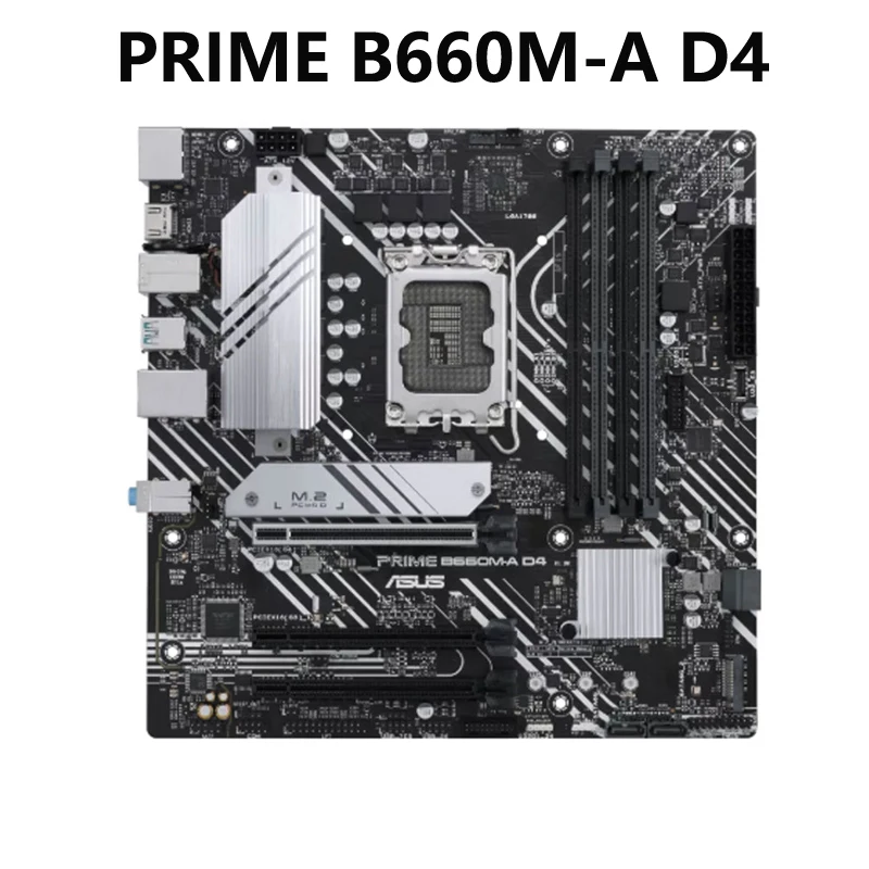 O ASUS PRIME B660M-D4 Intel B660 (LGA 1700) mATX placa-Mãe com PCIe 4.0, 2xM.2 Slots, Ethernet de 1 gb, DP,2xHDMI, USB Traseira 3.2 Imagem 0