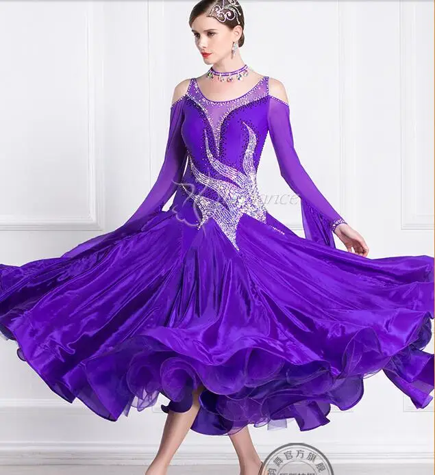 salão de baile vestido de mulher, salão de baile, vestidos de dança azul personalizar salão de baile vestido de concurso lycra B-18430 Imagem 0