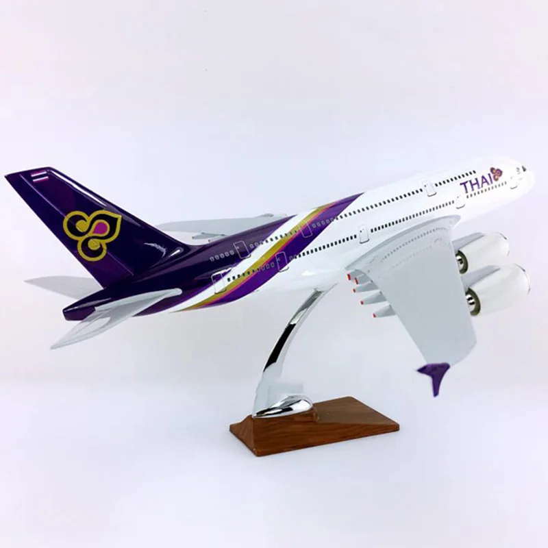 1/133 45cm de Avião Modelo de Brinquedos Airbus A380-800 Aeronaves TAILANDÊS companhia Aérea, Liga de Plástico de Avião W Base F Exibição Avião de Presente Lembrança Imagem 1
