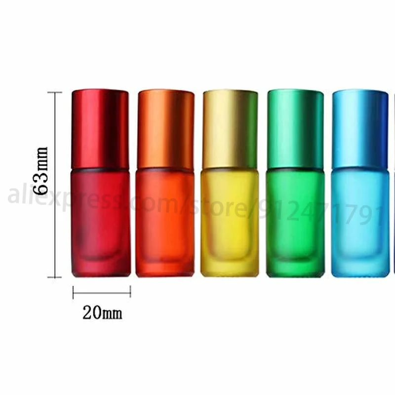 30PCS 5ML 10ML Portátil Fosco, Colorido Óleo Essencial Perfume de Espessura de Vidro de Garrafas de Rolos de Viagem Reutilizável Rollerball Garrafa Imagem 1