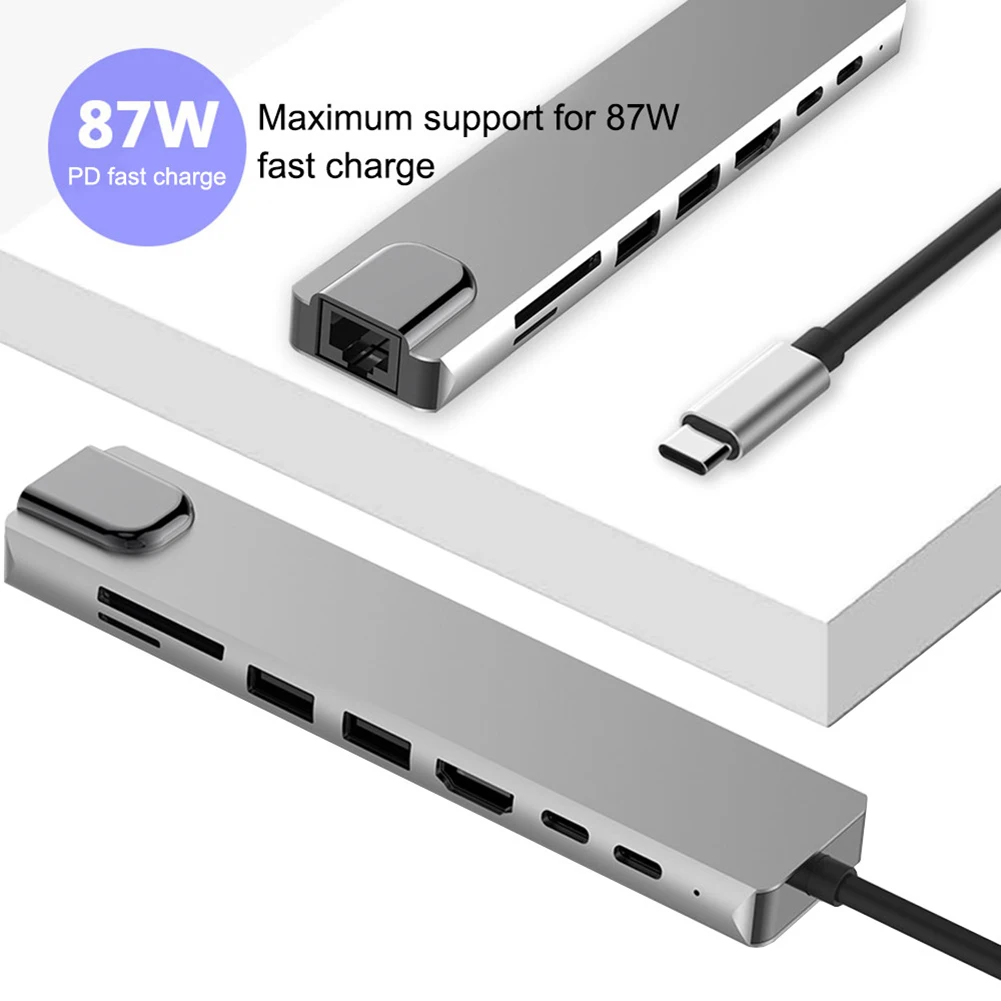 Hub USB C Tipo C 3.0 para 4K Adaptador RJ45 Ethernet SD/TF Leitor de Cartão para PC Computador Portátil Hub Imagem 1