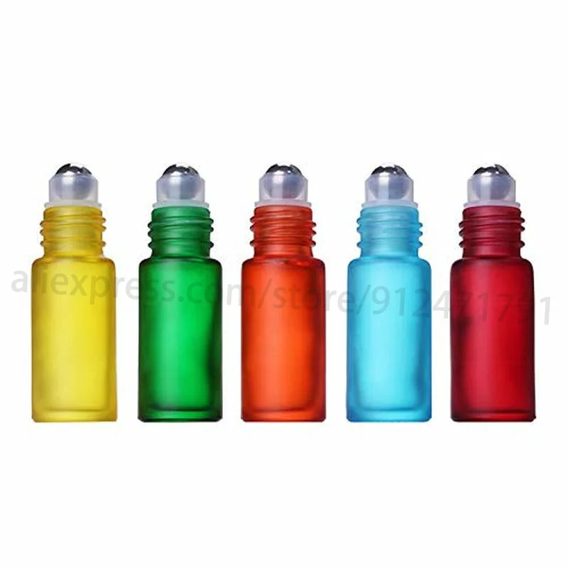30PCS 5ML 10ML Portátil Fosco, Colorido Óleo Essencial Perfume de Espessura de Vidro de Garrafas de Rolos de Viagem Reutilizável Rollerball Garrafa Imagem 2