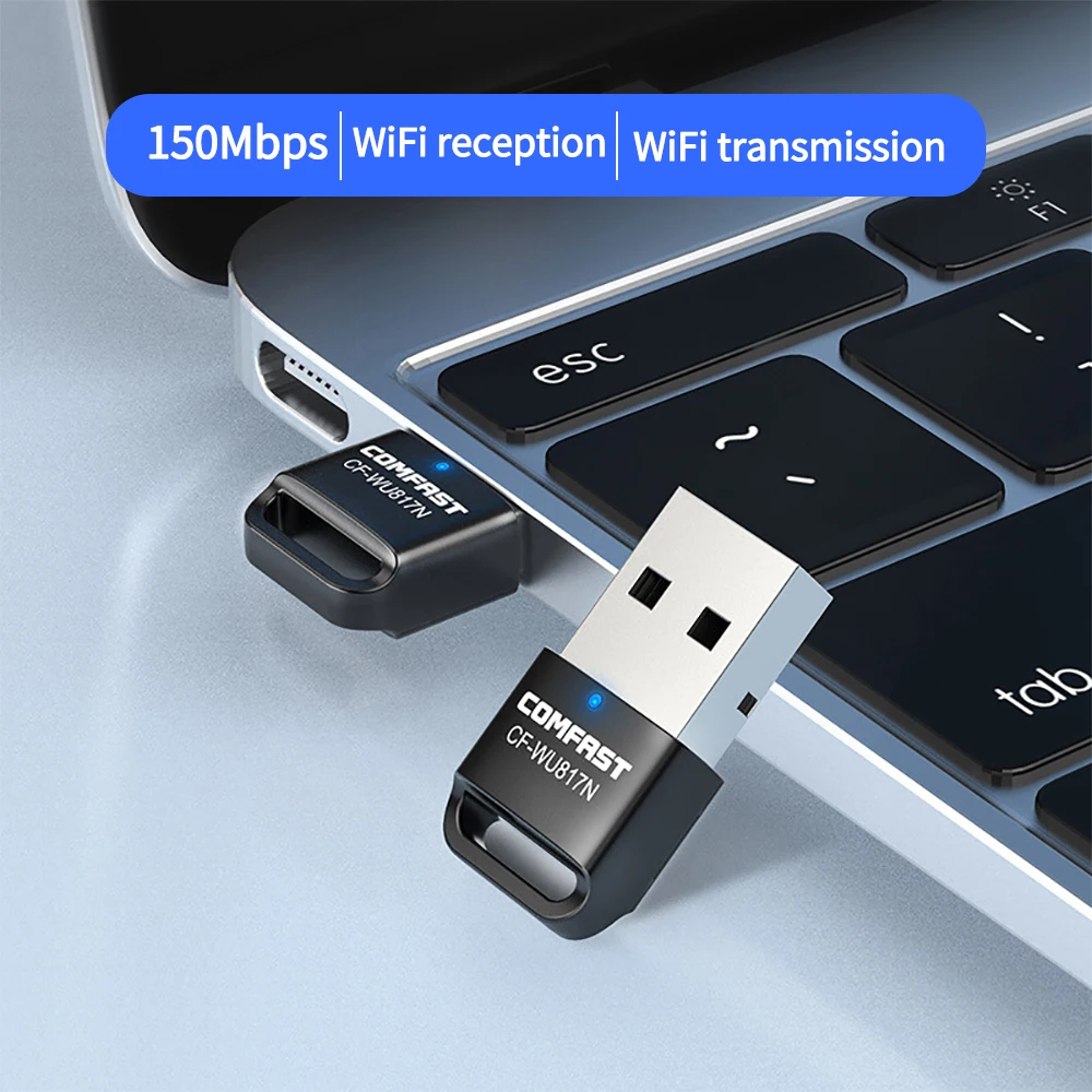 CF-WU817N Grátis Mini Drive USB Wireless Adaptador de wi-Fi de 2,4 GHz 150Mbps Rede PC Card 802.11 N wi-Fi Dongle Para Win7/8/10/11 Imagem 2