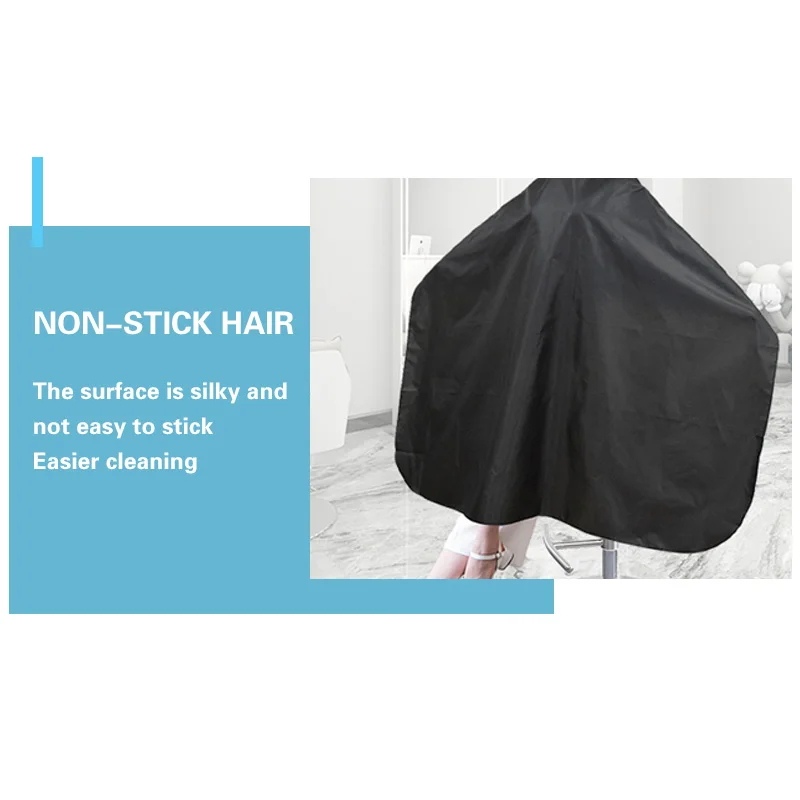 Colar de botão Preto de Corte de cabelo Pano de Cabeleireiro Avental Anti-Estático Salão de Cabeleireiro Vestido de Barbeiro Profissional de Suprimentos Imagem 2