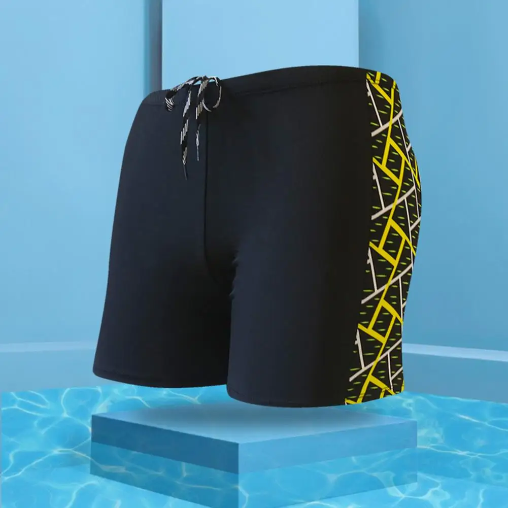 Cordão interno Mid-rise Troncos de Natação Com Forro Simplificada de Elástico na Cintura Homens Tubarão Impressão de Costura, Shorts de Beachwear Imagem 2