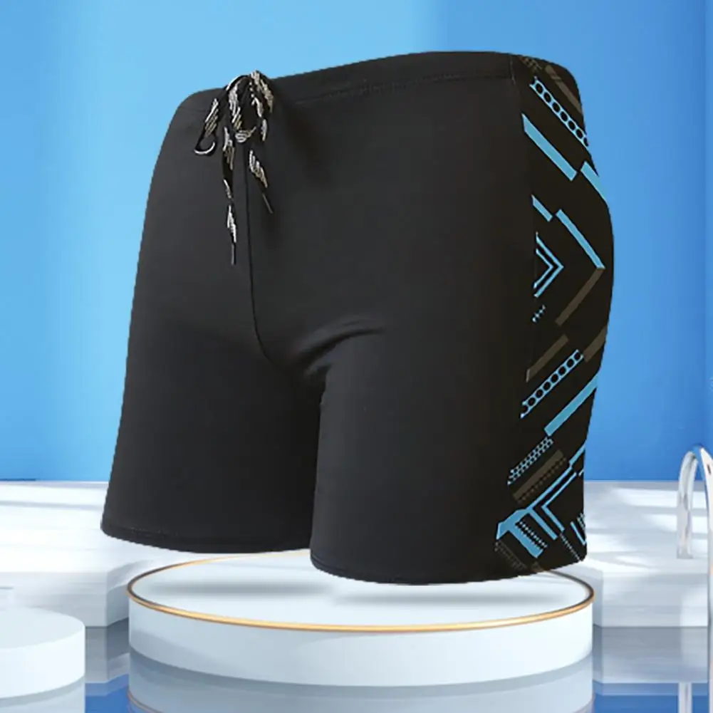 Cordão interno Mid-rise Troncos de Natação Com Forro Simplificada de Elástico na Cintura Homens Tubarão Impressão de Costura, Shorts de Beachwear Imagem 3