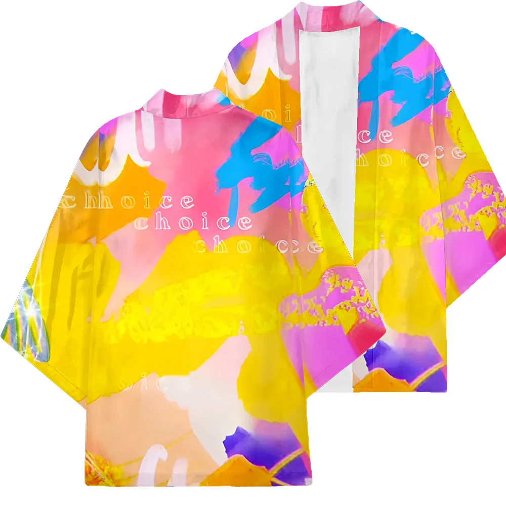 Kimonos Mulheres Homens Verão 2023 Casual cor-de-Rosa Beach Capa para o Filme Barbi Cosplay Traje Unisex Quimono Cardigan Imagem 3