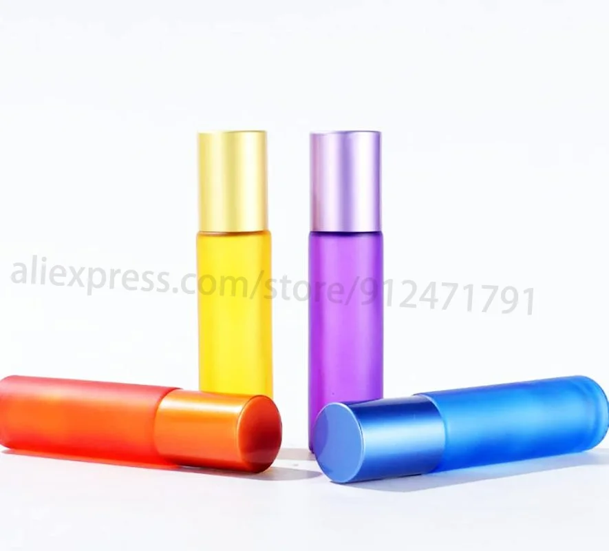 30PCS 5ML 10ML Portátil Fosco, Colorido Óleo Essencial Perfume de Espessura de Vidro de Garrafas de Rolos de Viagem Reutilizável Rollerball Garrafa Imagem 4