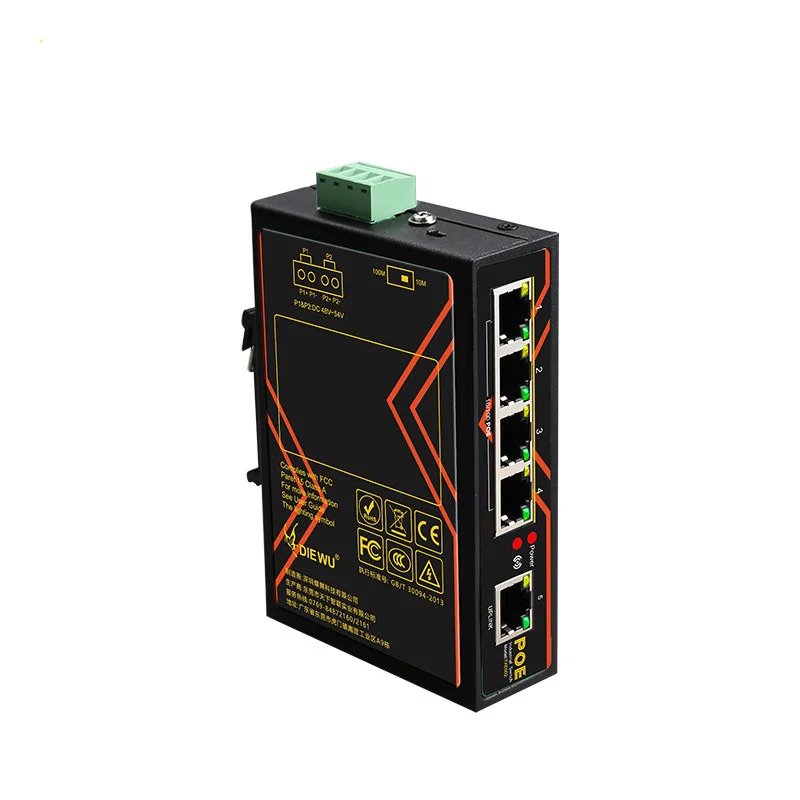 5 Portas POE switch 10/100Mbps de grau Industrial Comutador de Ethernet Rápida em Trilho DIN Tipo de switch de Rede Imagem 4