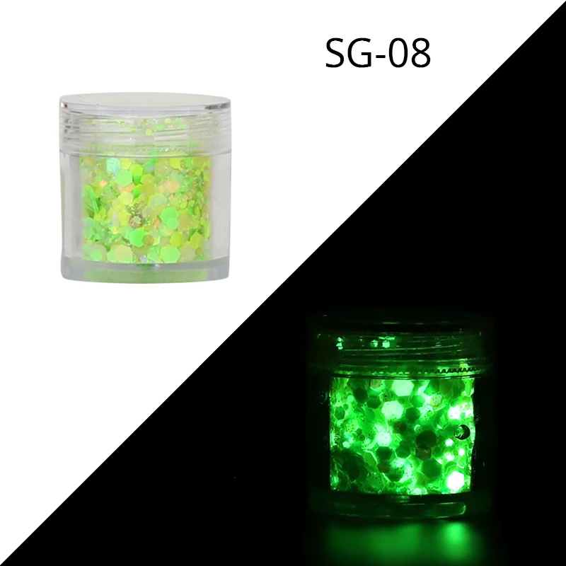 10g /jar que Brilham No Escuro, Robusto Glitter para Unhas, Cridoz 15 Cores de Alto Brilho Luminoso Cosméticos Sombra Solta Brilho Glitter Imagem 5