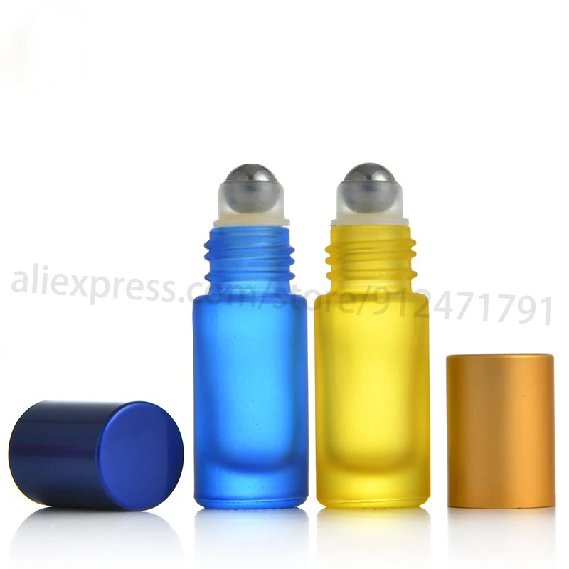 30PCS 5ML 10ML Portátil Fosco, Colorido Óleo Essencial Perfume de Espessura de Vidro de Garrafas de Rolos de Viagem Reutilizável Rollerball Garrafa Imagem 5