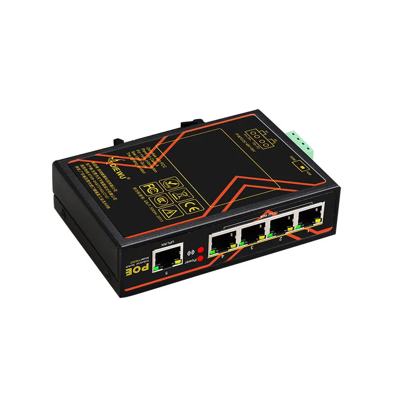 5 Portas POE switch 10/100Mbps de grau Industrial Comutador de Ethernet Rápida em Trilho DIN Tipo de switch de Rede Imagem 5