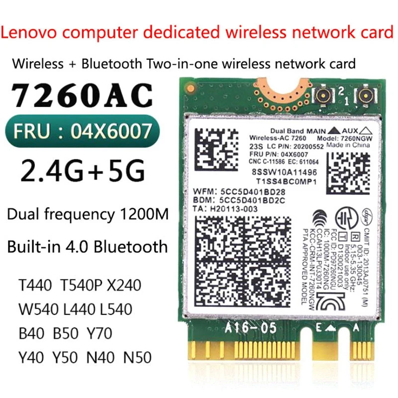 para Lenovo T440 X240 circuitos y40 Y70 Y50 7260AC Placa de Rede sem Fio Bluetooth 4.0 Imagem 5