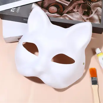 1/3/5Pcs Japonesa Máscara Meio Rosto pintado a Mão do Gato Fox Máscara de Anime Demon Slayer Máscaras de Halloween Festival de Cosplay Prop