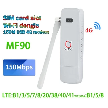 1 Conjunto de MF90 4G WIFI USB Modem Router 150Mbps Com Antena Slot do Cartão SIM 4G LTE do Carro do USB do Router de Wifi USB Dongle Suporte 16 Usuários