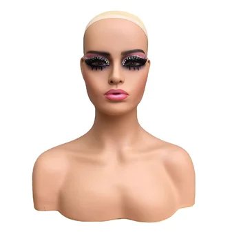 1 Peça Nova Composição PVC Feminino Cabeça de Manequim com Busto de Exibição Para Perucas, Chapéu, Cachecol E Máscara