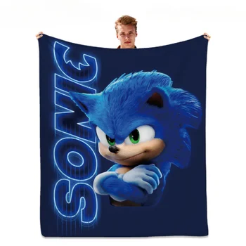 150X220cm Cartoon Anime Ouriço Sonic Digital de Impressão de dois lados do Quadrado Cobertor de Flanela Macia Cobertor Colcha de Ar Condicionado