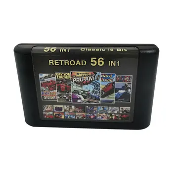 16 BITS MD Corrida Multicart Coleções - 56 em 1 de Gênesis Jogos de Cartucho Para o Clássico de Mega Drive Original do Console