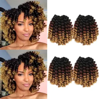 18Strands Jamaicano de Rejeição de Crochê Cabelo 4Packs Podem Completa de Cabeça Para as Mulheres negras em Sobressalto Varinha de Ondas Curtas Pré Loop Encaracolado Cabelo de Crochê