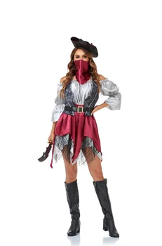 2023 Mulheres Halloween Capitão Pirata Cosplay Fantasia de Galinha Festa de Piratas do baile de Máscaras do Vestido de Fantasia do Caribe