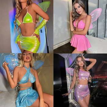 2023NEW 6Colors Sexy Butterfly Cosplay Para a Mulher de Lingerie, Formadora de Asa Vestido de Trajes de Halloween Para Adultos Purim Carnaval Função de Jogar