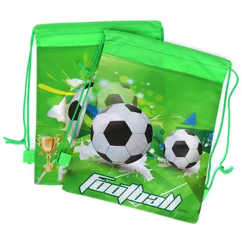 2PCS de Moda do Futebol Verde Sacos de Cordão Aleatório Crianças Menino Favorece Não-Tecido Mochila Mochilas Escolares