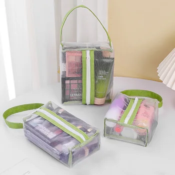 3 tamanho de Malha Transparente caixa de Maquiagem Organizador Mulheres zipper Cosméticos Saco de Viagem produtos de Higiene pessoal Lavar as Malas de Maquiagem Bolsa