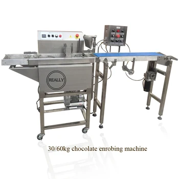 30 kg de Chocolate enrobing linha da máquina máquina para revestimento de chocolate de amendoim, caju com cobertura de chocolate máquina para venda