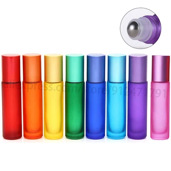 30PCS 5ML 10ML Portátil Fosco, Colorido Óleo Essencial Perfume de Espessura de Vidro de Garrafas de Rolos de Viagem Reutilizável Rollerball Garrafa