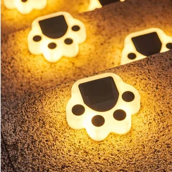 4 Pack LED Solar LightsPaw de Impressão sem fio Único Caminho lâmpadas ao ar livre Decorações para O Lar Luzes de Natal, Férias de Inverno