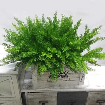 40cm5 Garfo Grama Artificial Monte Verde de Plástico, Folhas de Plantas de Interior e Exterior vaso de Flores de Material de Vedação Jardim Decoração Home