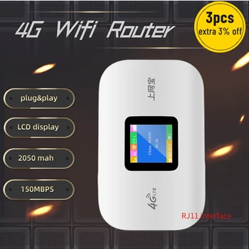 4G 150Mbps Roteador sem Fio SIM Placa de Rede Wifi Desbloqueado Cat4 de Alta Velocidade, Modem Wi-Fi Mobile Pocket Mifi Hotspot Para Casa de Carro