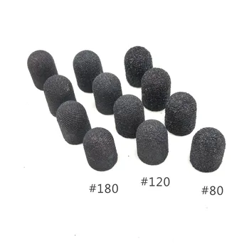 50Pcs 10*15mm Preto de Pé Têxteis Mortas da Pele Lixar Caps Cutícula do Calo de Cuidados de Polimento de Areia Bloco Ferramenta de Moagem