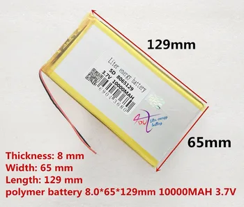 8065129 3,7 V 10000mah Bateria de polímero de Lítio Para Tablet pc PDA Produtos Digitais