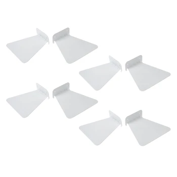 8Pcs Moderno, Ferro de engomar Livro da Prateleira de Parede Invisível Estante Para Decoração de Casa Flutuante Bookshelf(Branco)