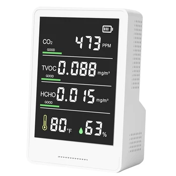 A Qualidade do ar Monitor Tester CO2 Detector de CO2, TVOC, HCHO, Umidade e Temperatura do Contador de Partículas Para a Casa de Carro
