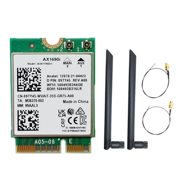 AX1690I Placa Wifi+2X8DB Antena AX411 Wi-Fi gratuito 6E Velocidade De 2,4 Gbps 802.11 Ax 2.4/5/6 ghz Bluetooth 5.3 Módulo sem Fio