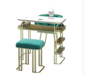 Alta potência de um aspirador de Manicure mesa e cadeiras individuais e duplos pessoa manicure tabela de conjunto completo de luz