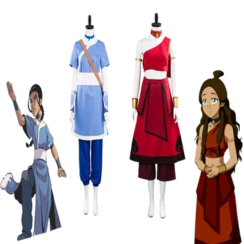 Anime Avatar: the last Airbender Katara Cosplay Traje Superior Calças Vestido de Halloween, Carnaval, as Mulheres Disfarçar o Papel que joga a Roupa