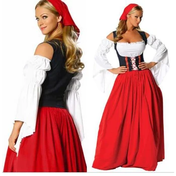 As mulheres da Alemanha Oktoberfest Traje Tradicional Cerveja da Baviera Dirndl Roupa de Rapariga Cerveja Empregada Fantasia Vestido de Fantasia 6xl