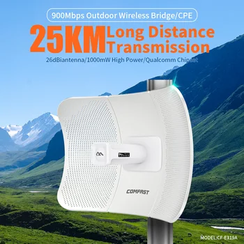 COMFAST de Longo Alcance 25KM de 5 ghz Wireless Outdoor CPE 900Mbps 1000mW WiFi bridge Ponto de Acesso 26dBi Antena Wi-fi Repeater Roteador