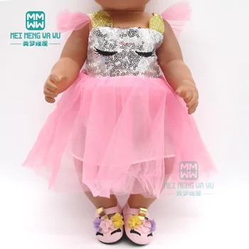 Cabe 43 cm brinquedo novo nasce boneca Bonito cor-de-Rosa brilhante vestido de 18 Polegadas de boneca Americana da Moça de presente
