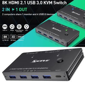 Compatível com HDMI Splitter Mudar o Internet Divisor de Adaptador Hub USB Plug and Play USB3.0/8K compatível com HDMI SWITCH KVM Jogo mudar