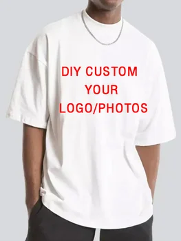 DIY Personalizada O Logotipo 9.1 oz 260gsm Alta Qualtity de grandes dimensões Pesado, T-shirt de Manga Curta de Algodão de Cor Sólida Lazer Branco Preto