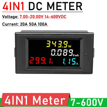 DYKB 4in1 DC Voltímetro Amperímetro Poder Exibir o Medidor de DC 7-20V 14V-600V LCD digital VOLT AMP de energia elétrica medidor de Bateria