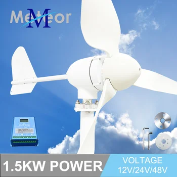 De Energia nova Horizontal do Vento Gerador de 1000W 1500W Turbina de 12v 24V 48V Baixo nível de Ruído Médio Moinho de vento Família Camping Livre de Energia