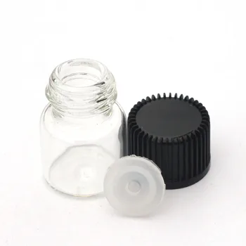 Envio rápido 1/4 Dram Pequeno de Vidro de 1 ml Frasco com Orifício Redutor e o Cap Mini Óleo Essencial de Líquido, Frascos de