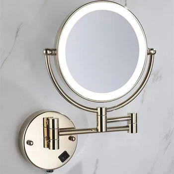 Espelho de maquiagem Prata/Ouro do Banheiro de Bronze Espelho de Vestir de 8 Polegadas LED Iluminado Dobrável Banheira, um Espelho de maquilhagem 3X/5X/10X