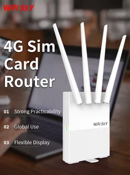 Exterior do poder superior 4G LTE Wireless AP, Roteador wi-Fi plug and play 4G cartão SIM roteador em 2.4 Ghz+4g Wireless Roteador com 4 antenas